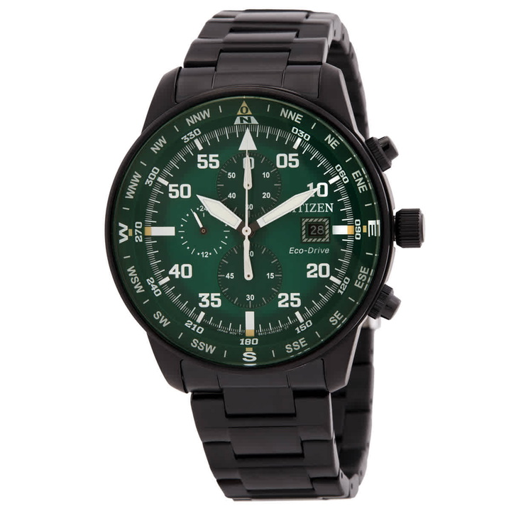 Photo: Citizen Aviator Eco-Drive Chronograph Green Dial Mens Watch CA0885-54X