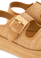 Tods Sandalo Leather-trim Raffia Flatform Sandals Camel