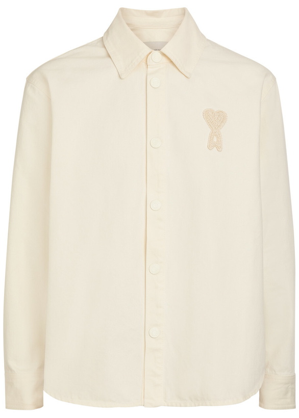 Photo: Ami Paris Logo-appliquéd Denim Overshirt Cream