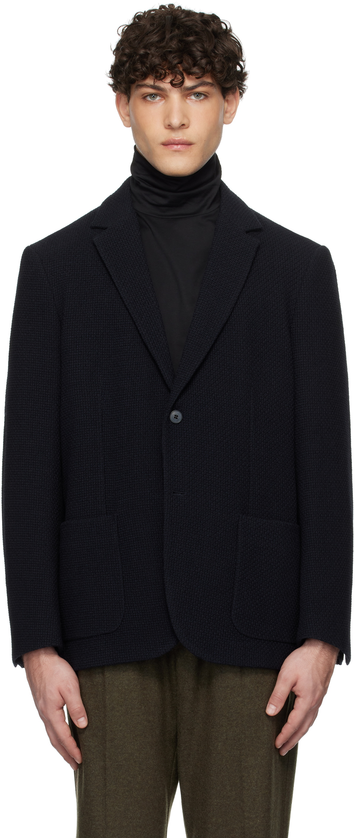 Sunspel Navy Heavy Wool Blazer