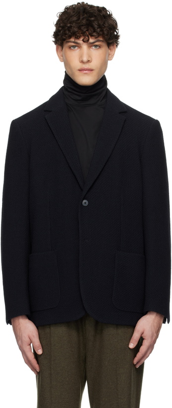 Photo: Sunspel Navy Heavy Wool Blazer