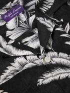 Ralph Lauren Purple label - Camp-Collar Floral-Print Linen Shirt - Black