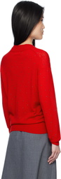 AO Yes Red V-Neck Cabochon Sweater