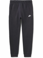 Nike - Tapered Logo Embroidered Cotton-Blend Jersey Sweatpants - Blue