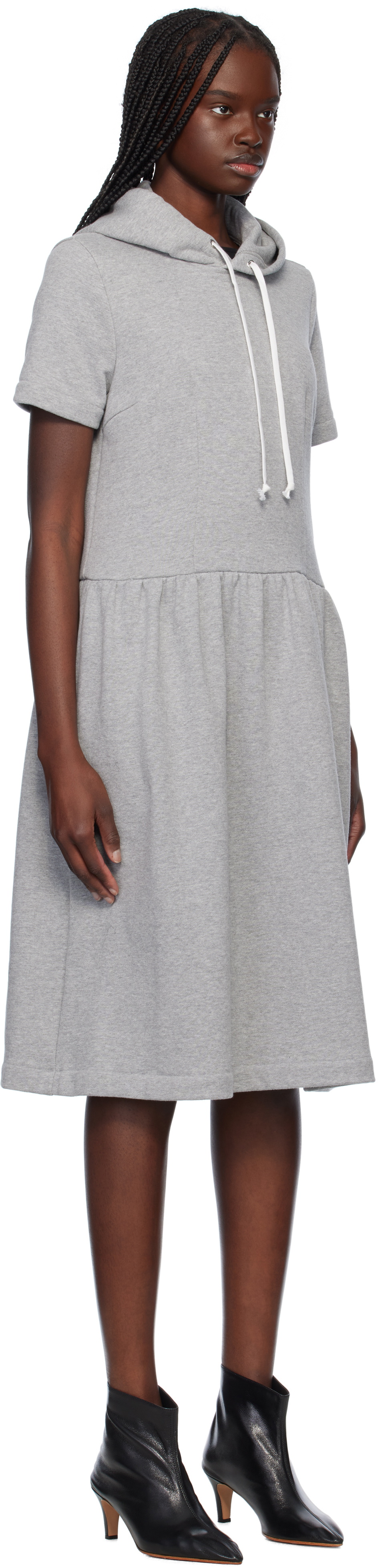 Comme des Garçons Girl Gray Cotton Back Pile Midi Dress