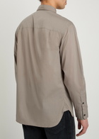 Emporio Armani Logo-embroidered Cotton-poplin Shirt Taupe