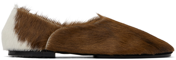 Photo: Jil Sander Brown & White Cow Pony Leather Loafers