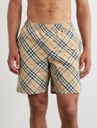 Burberry - Treston Straight-Leg Mid-Length Checked Swim Shorts - Neutrals