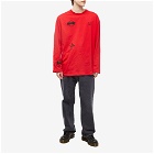 Fred Perry x Raf Simons Long Sleeve Printed T-Shirt in Goji Berry