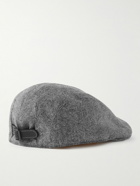 Brunello Cucinelli - Logo-Embroidered Virgin Wool Flat Cap - Gray