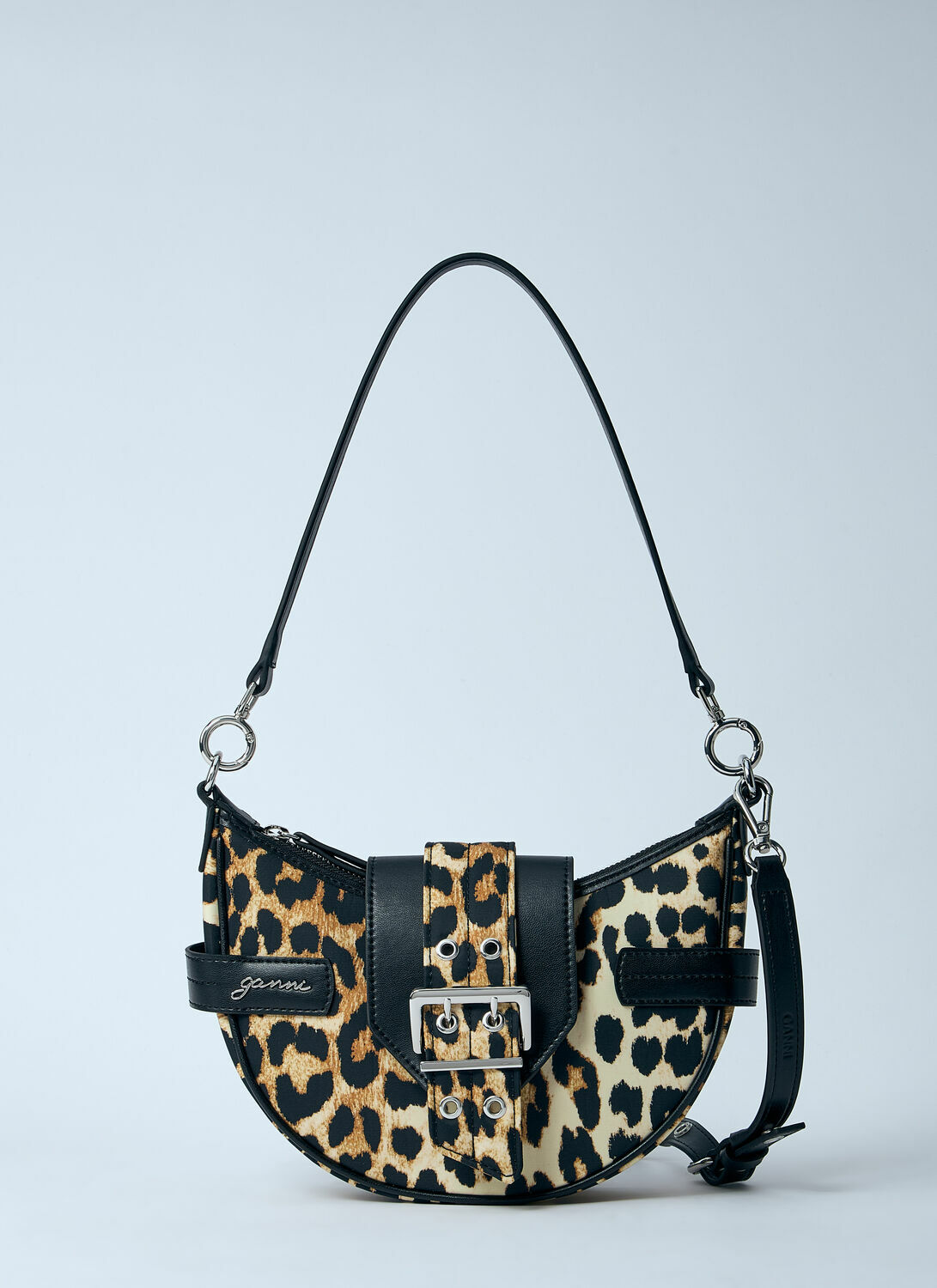 GANNI Small Leopard Bucky Crossbody Bag