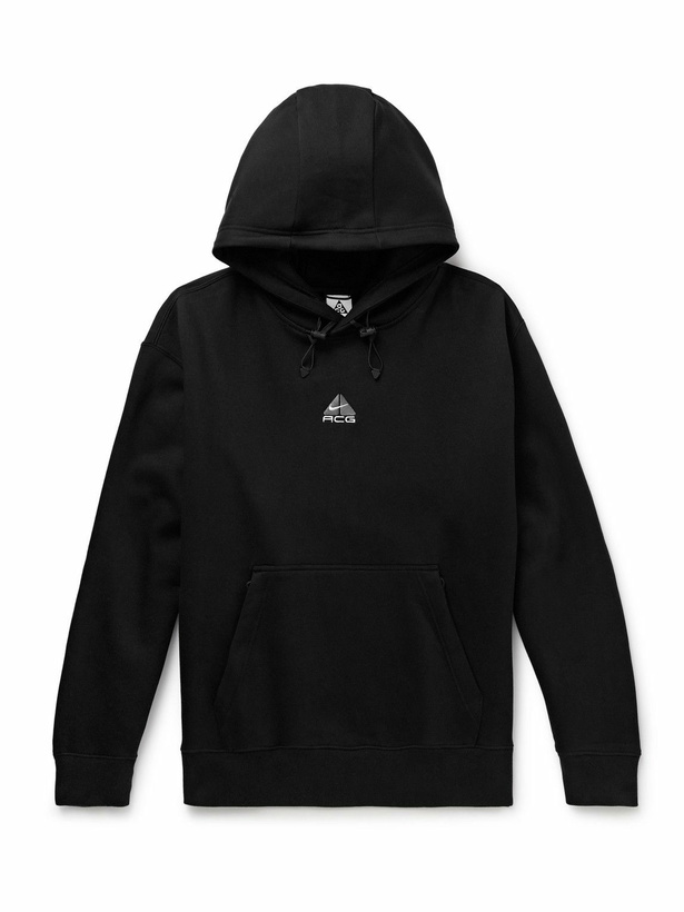 Photo: Nike - ACG Logo-Embroidered Cotton-Blend Therma-FIT Hoodie - Black