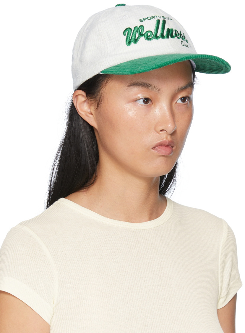 Sporty & Rich Off-White & Green Wellness Club Cap Sporty & Rich