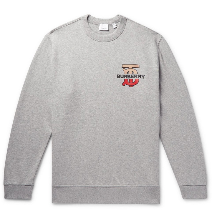 Photo: Burberry - Logo-Detailed Mélange Loopback Cotton-Jersey Sweatshirt - Gray