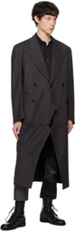 Junya Watanabe Gray Wool Stripe Coat