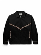 Wacko Maria - Leopard-Print Faux Fur-Trimmed Cotton Jacket - Black