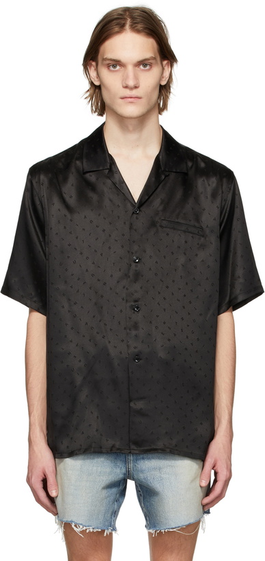 Photo: Saint Laurent Black Silk Shark Collar Shirt