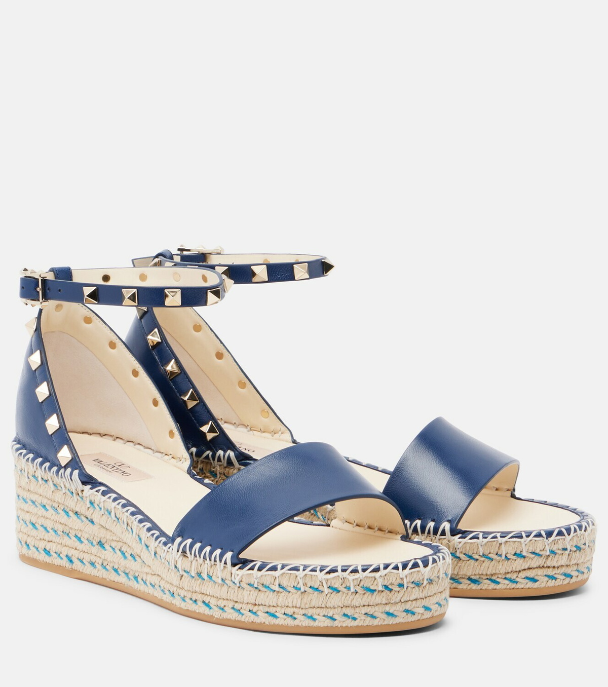 Valentino Garavani Double Rockstud leather espadrille wedges