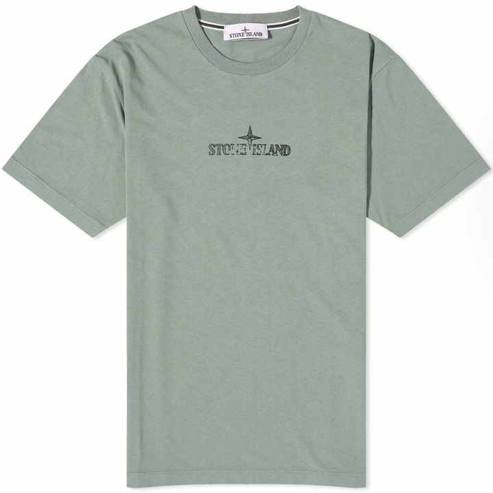 Photo: Stone Island Men's Stamp Centre Logo T-Shirt in Sage