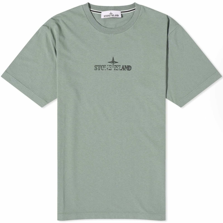 Photo: Stone Island Men's Stamp Centre Logo T-Shirt in Sage