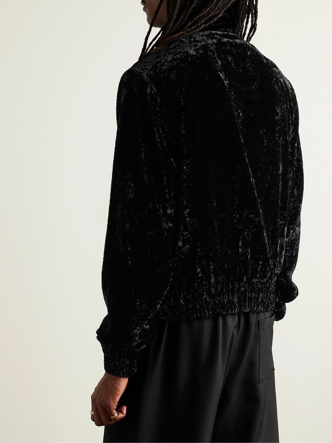 AMIRI - Logo-Appliquéd Crushed-Velvet Track Jacket - Black Amiri