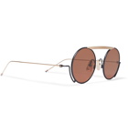Thom Browne - Round-Frame Navy and Gold-Tone Sunglasses - Men - Black