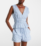 Velvet Verena striped cotton-blend top
