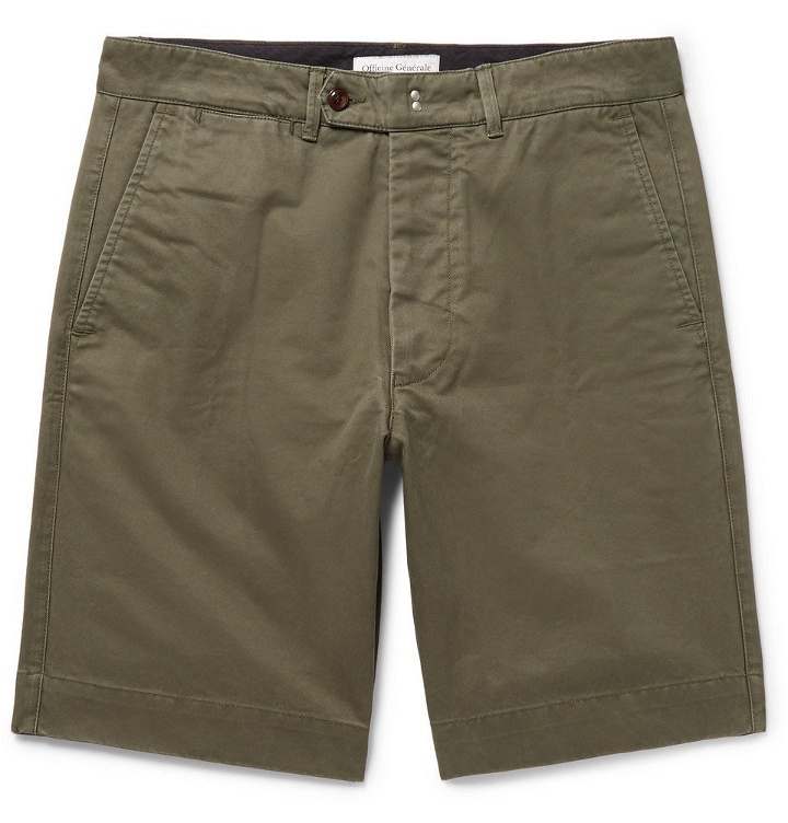 Photo: Officine Generale - Fisherman Cotton-Twill Shorts - Men - Army green