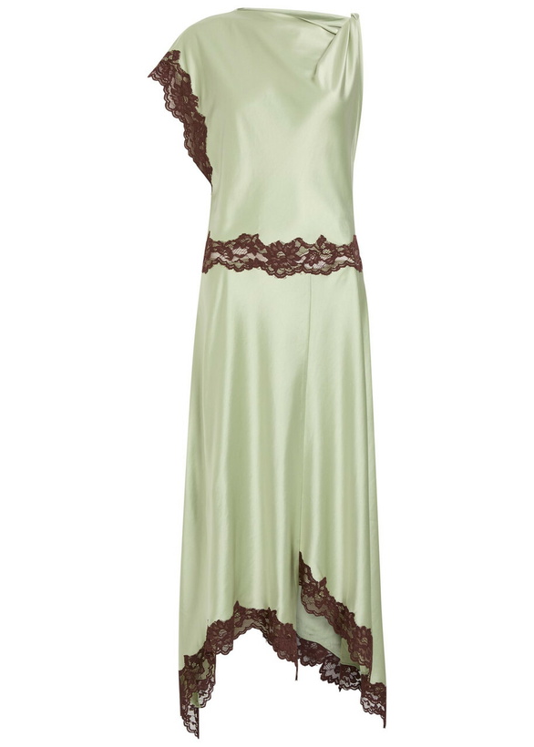 Photo: DE LA Vali Adriana Asymmetric Satin Midi Dress Light Green