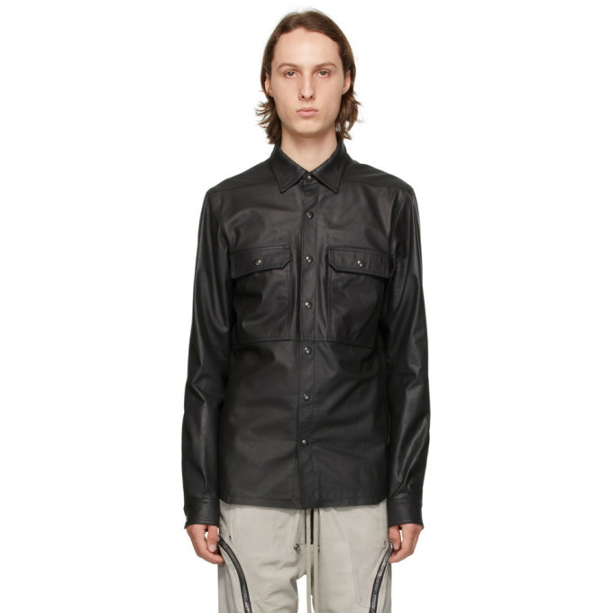 Photo: Rick Owens Black Leather Outershirt Jacket