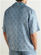 AMIRI - Convertible-Collar Logo-Print Silk-Twill Shirt - Blue