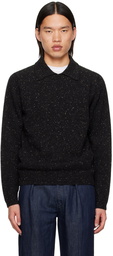 Drake's Black Integral Collar Sweater