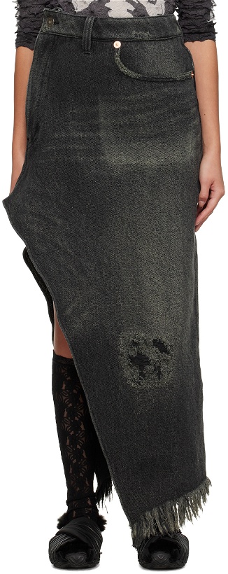 Photo: Doublet Black 1.5x Resized Denim Midi Skirt