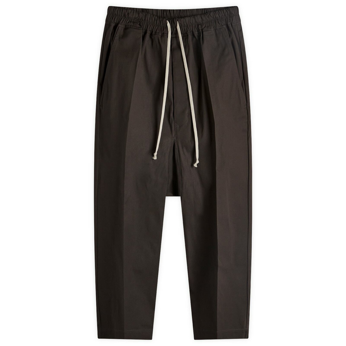 Rick Owens Men's Drawstring Heavy Cropped Trousers in Dark Dust
