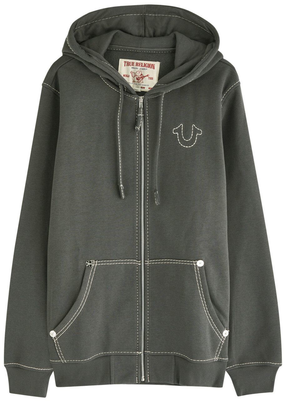 True Religion Big T Hooded Cotton-blend Sweatshirt Grey True