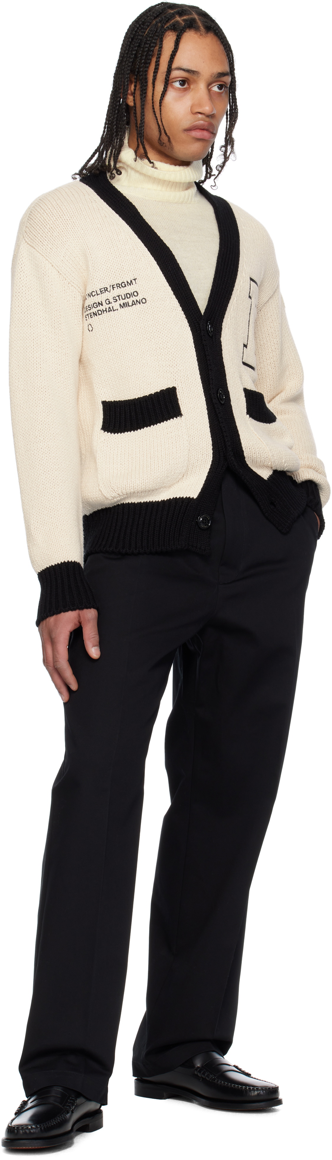 Moncler Genius Moncler x FRGMT Hiroshi Fujiwara Off-White Embroidered Cotton Cardigan