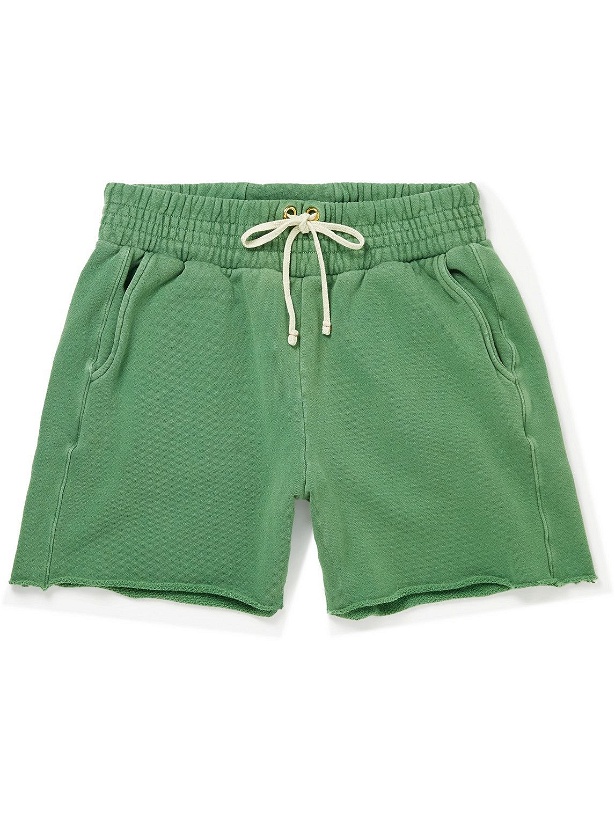 Photo: Les Tien - Yacht Straight-Leg Garment-Dyed Cotton-Jersey Drawstring Shorts - Green