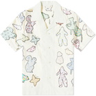 Bode Men's Applique Critter Short Sleeve Shirt in Multi