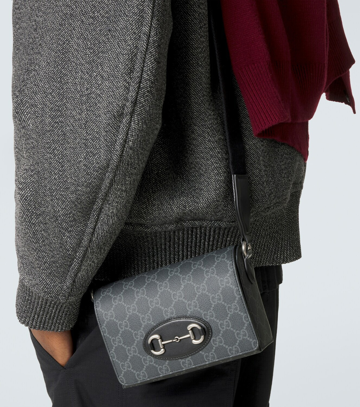 Gucci GG Supreme leather-trimmed canvas crossbody bag