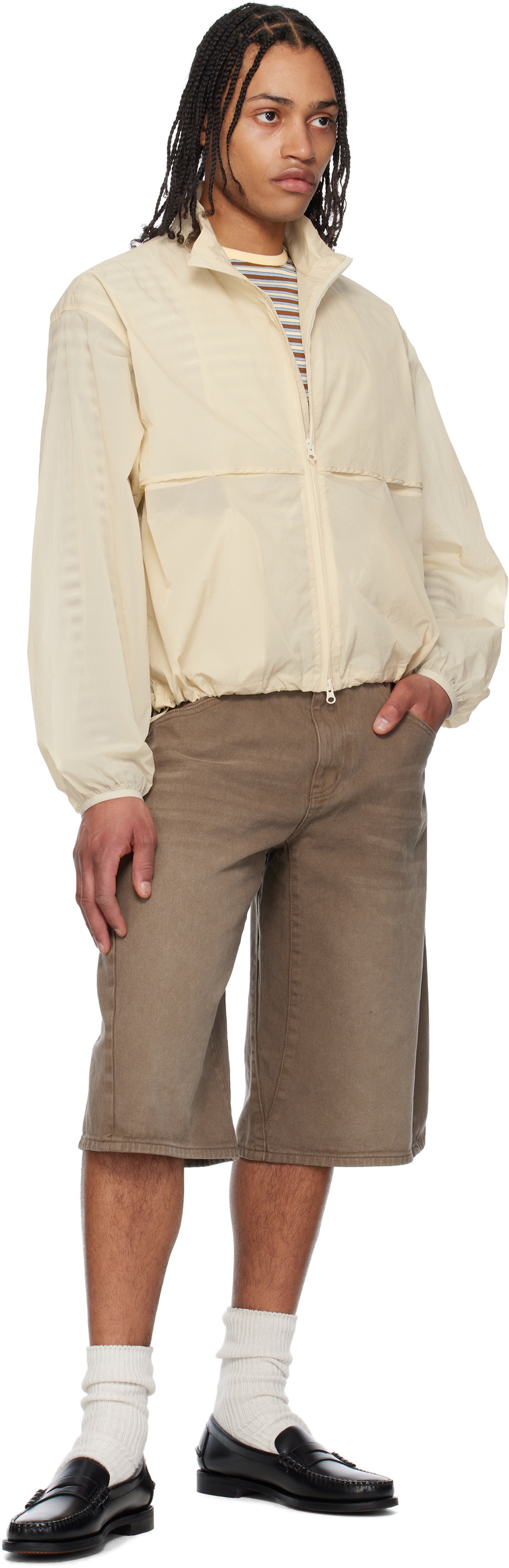 COOR Brown Garment-Dyed Engineer Denim Bermuda Shorts