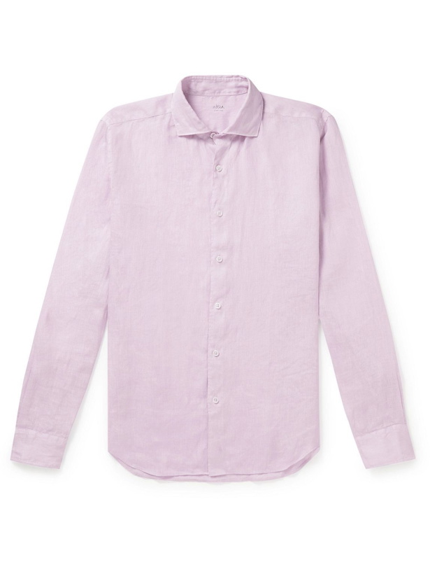 Photo: Altea - Mercer Garment-Dyed Linen Shirt - Purple