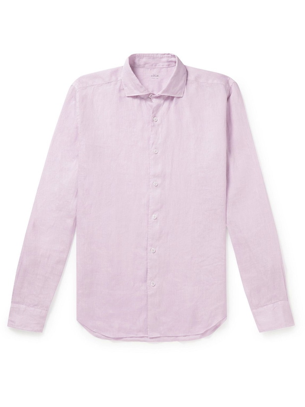 Photo: Altea - Mercer Garment-Dyed Linen Shirt - Purple