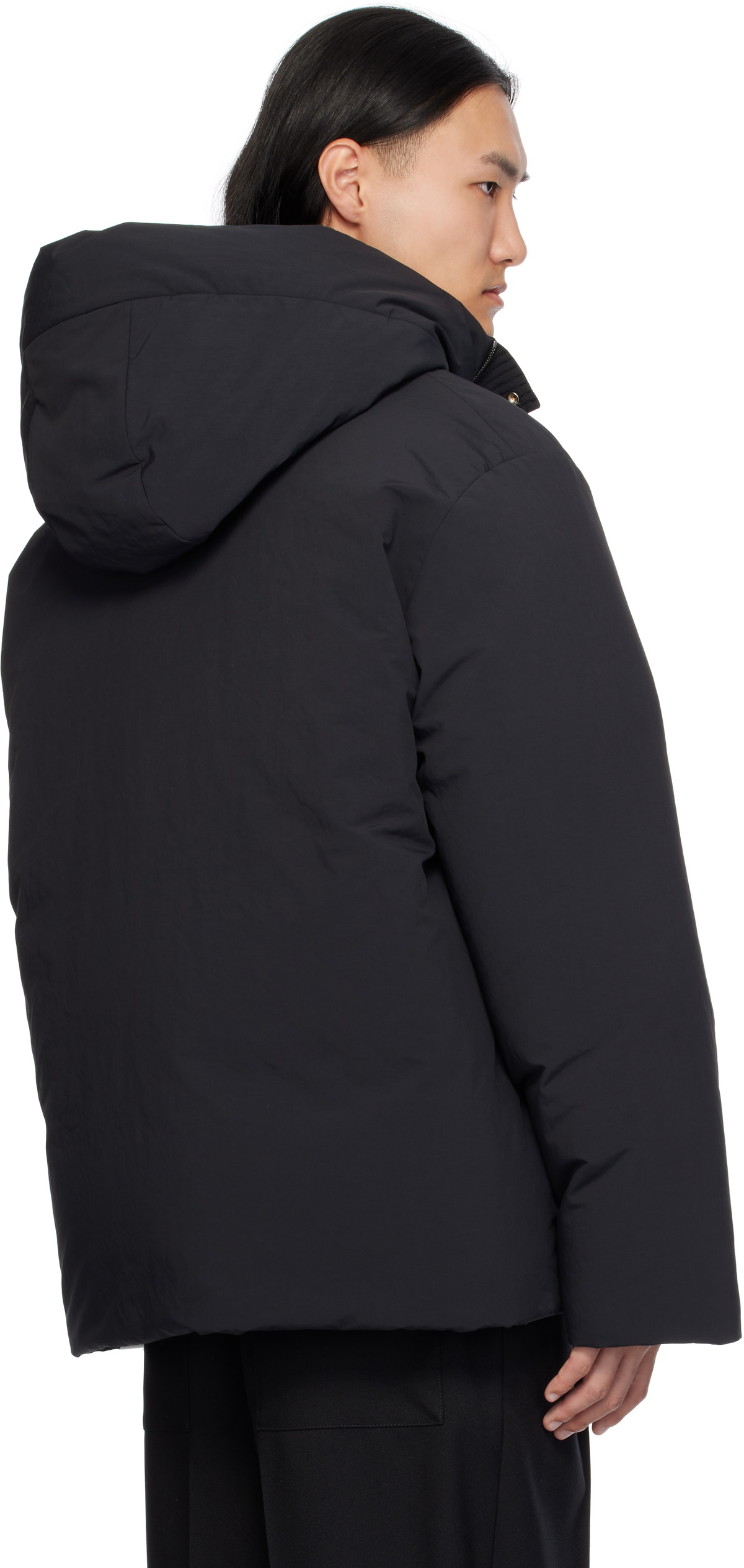 Jil Sander Black Hooded Down Jacket