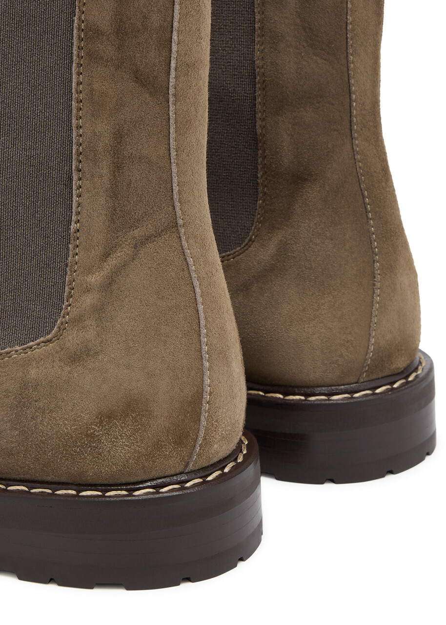 Legres Suede Chelsea Ankle Boots Khaki