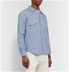 Holiday Boileau - Logo-Embroidered Pinstriped Cotton Shirt - Blue