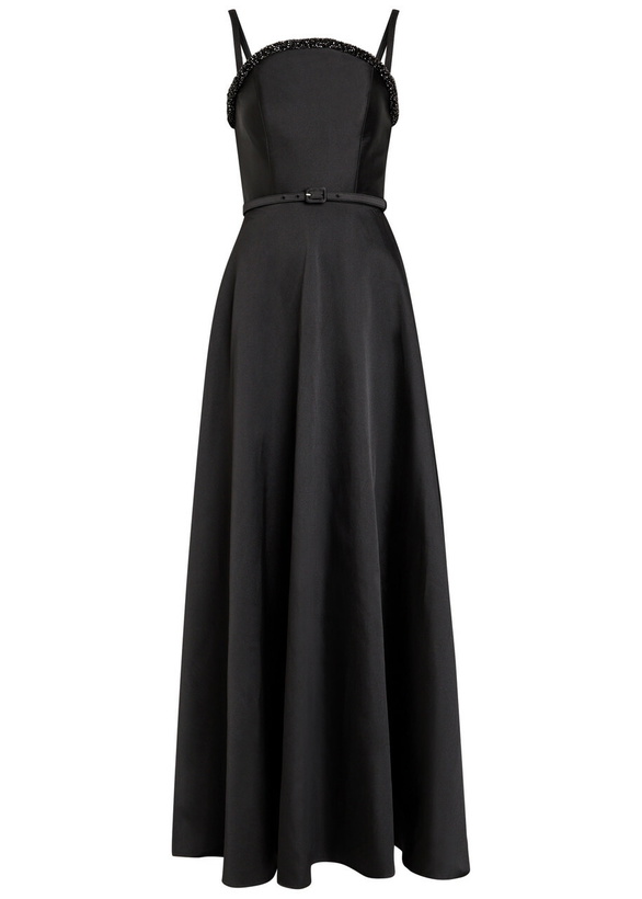Photo: Roland Mouret Curved Crystal-embellished Taffeta Gown Black