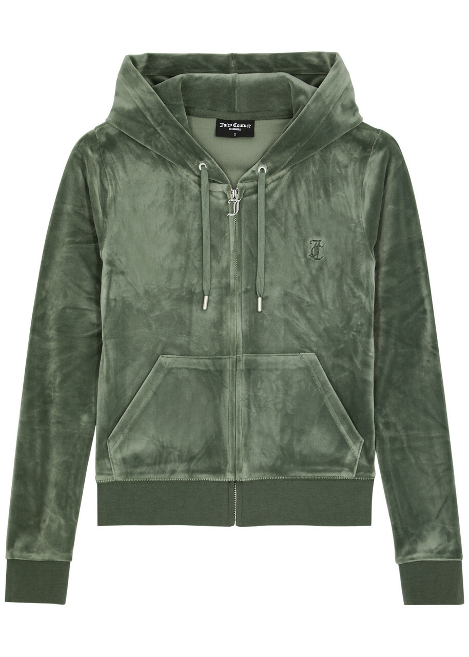 Juicy Couture Robertson Hooded Velour Sweatshirt Green