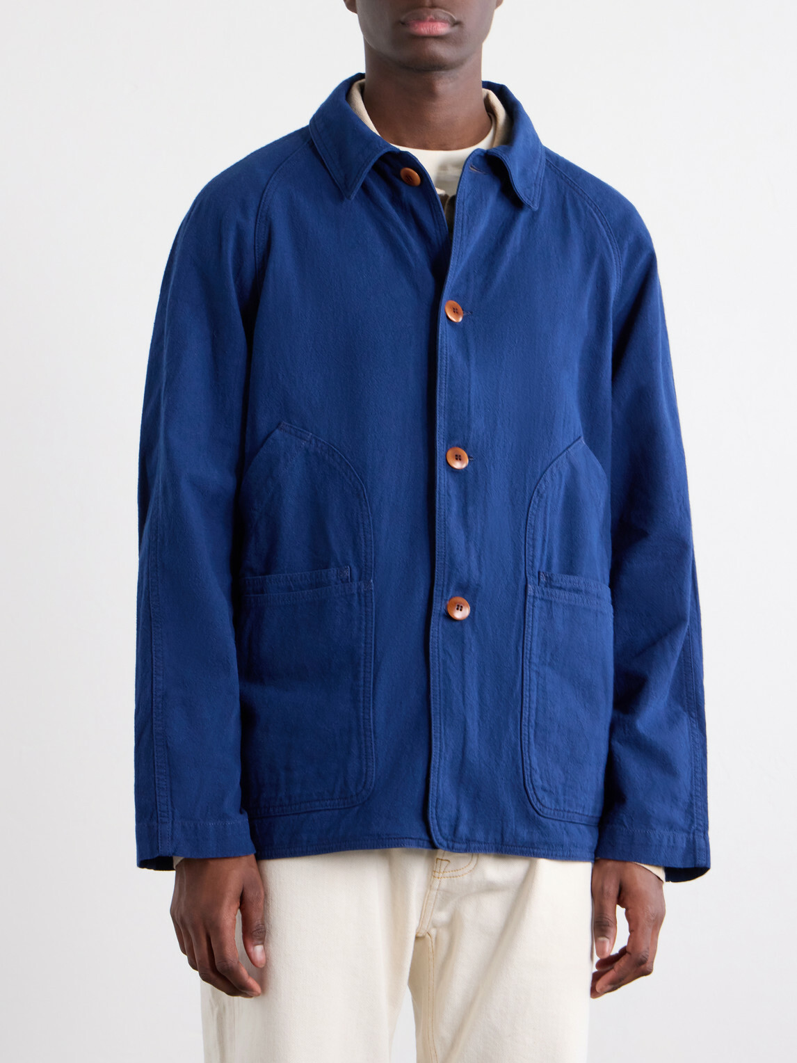 Drake's - Cotton and Linen-Blend Chore Jacket - Blue