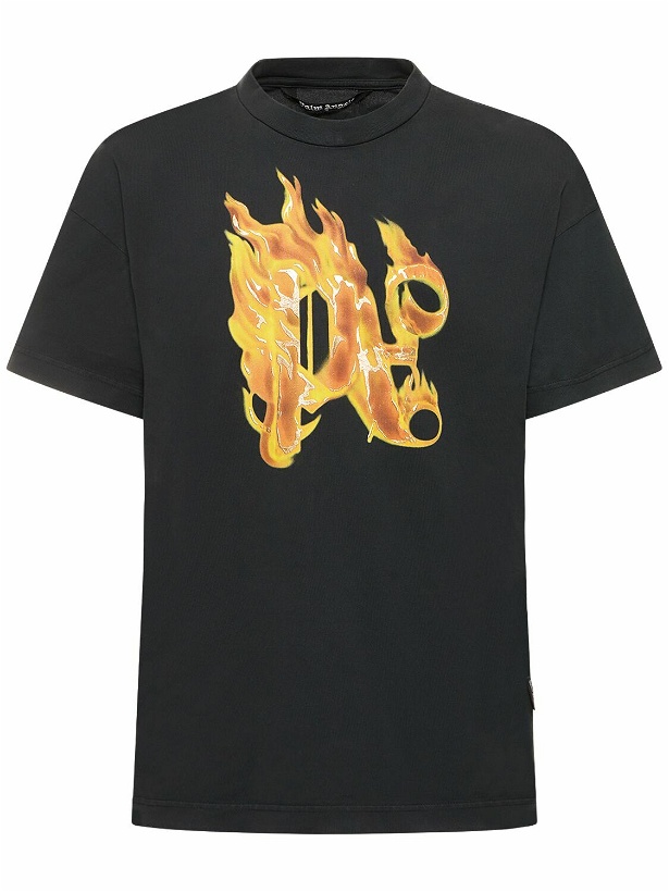 Photo: PALM ANGELS - Burning Monogram Cotton T-shirt