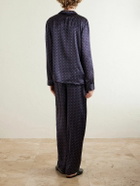 Derek Rose - Brindisi 127 Camp-Collar Printed Silk-Satin Pyjama Set - Blue